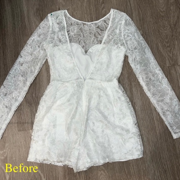 Lulu’s White Lace Romper Jumpsuit Shorts - Picture 4 of 5